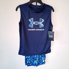Under Armour Shorts Set 4T Boys Navy Blue Tank Top Camo Shorts