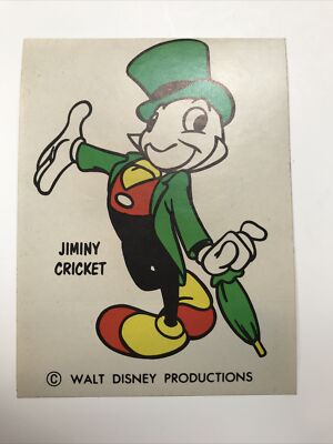 VINTAGE IRON ON TRANSFER JIMINY CRICKET WALT DISNEY PRODUCTIONS 1970s? PRO/MARK