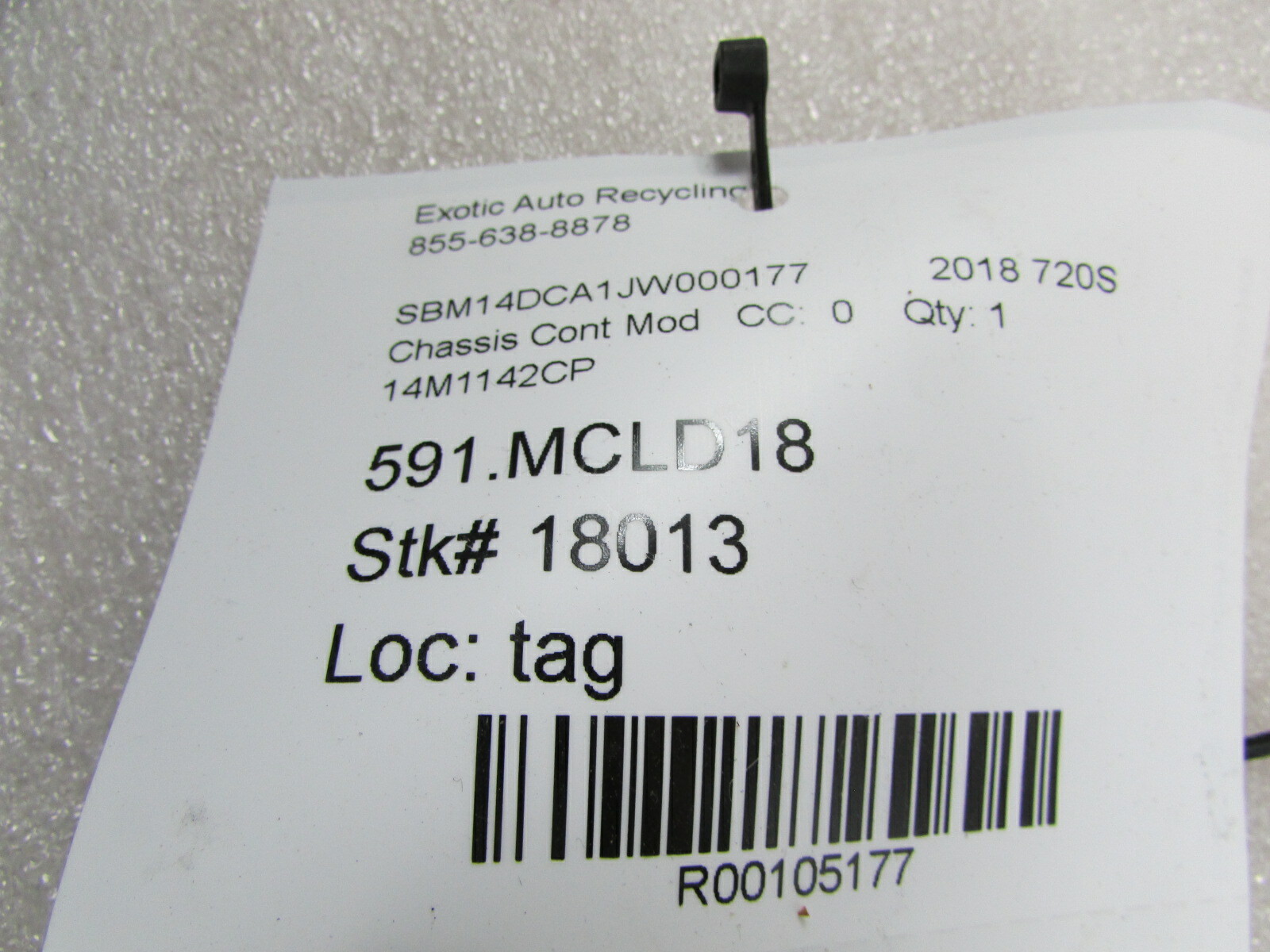 McLaren 720S, Chassis Control Module, Used, P/N 14M1142CP