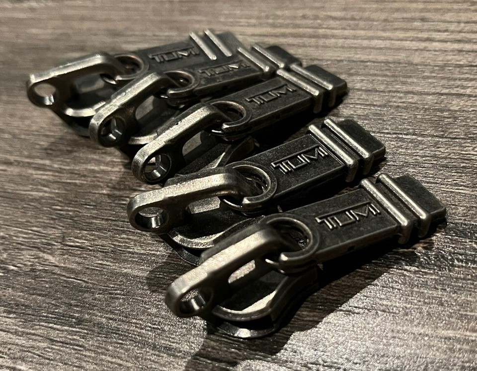 Lot of 5 Tumi Replacement Sliders Zipper Pulls Pull Tabs Brushed Nickel
