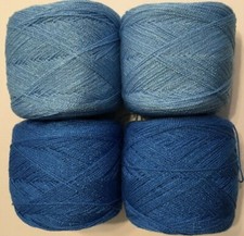 Crystal lace yarn. Colors 25 26 Blues Acrylic/Rayon. 900 yards each. 1 set of 4