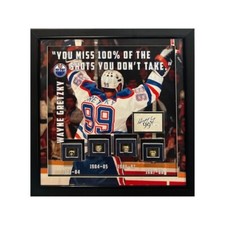 Wayne Gretzky Signed 3D Framed Stanley Cup Rings Photo Oilers Cut Auto JSA HOF