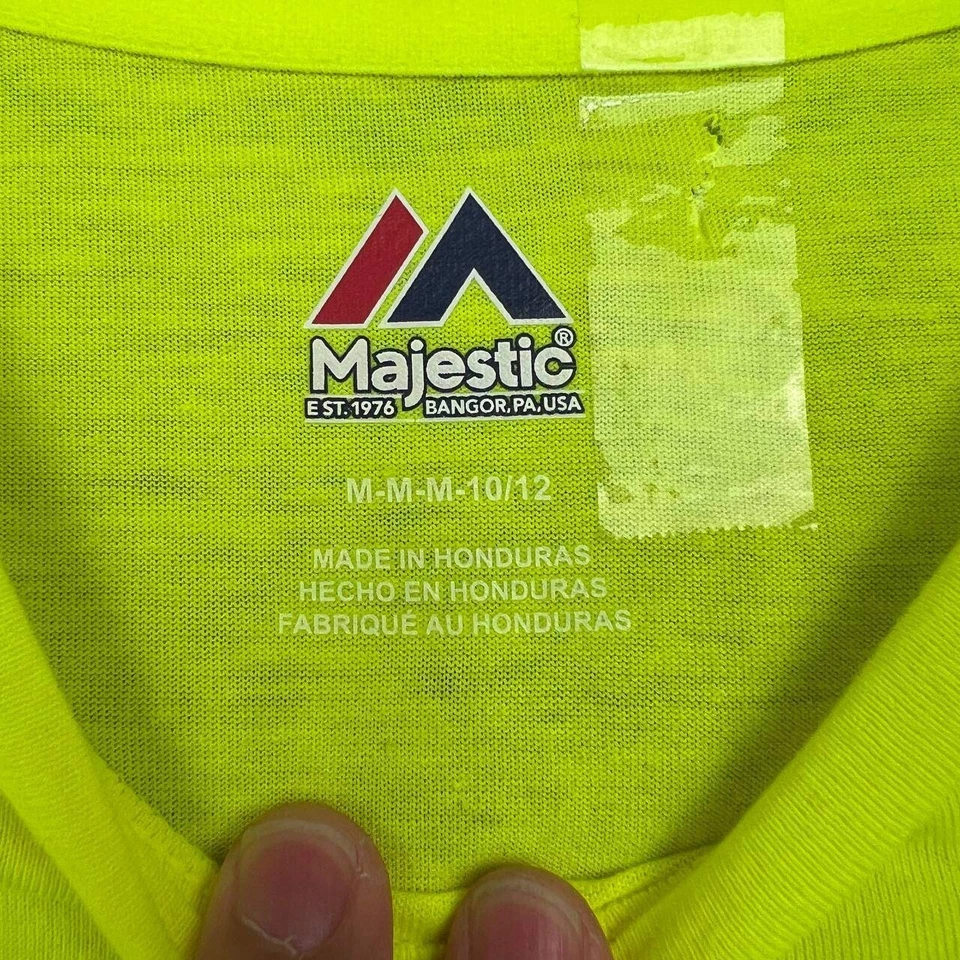 Camisa Chicago Cubs Juvenil Mediana 10-12 Verde Neón Majestuosa Manga Corta Nueva M Foto 3 de 4