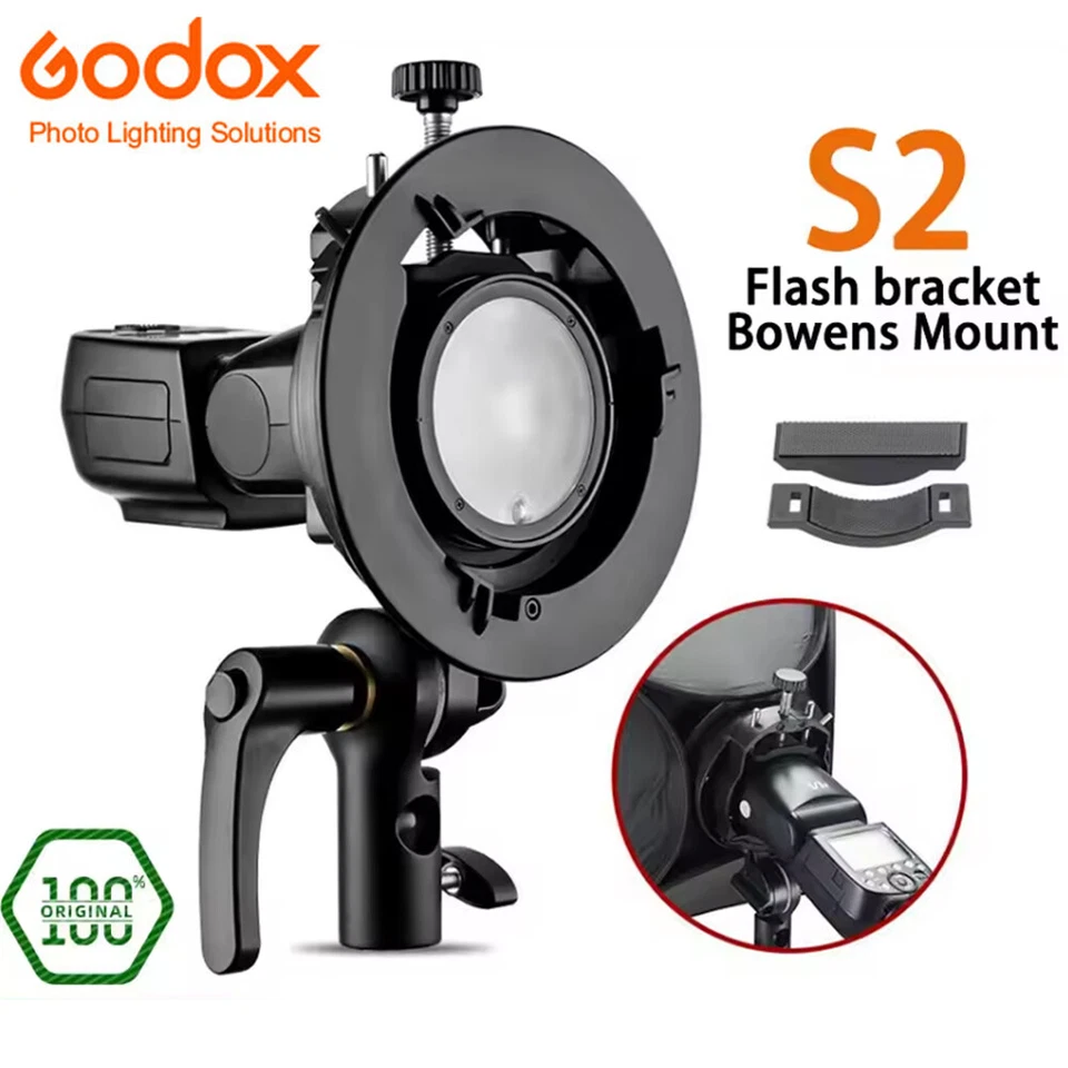 US 2*Godox S2 Flash Holder Bracket S-type Bowens Mount Lamp Fr Speedlite Softbox - Image 3 of 4