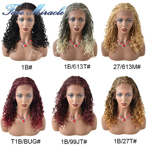 18" Box Braided Wig for Black Women Lace Front Hand Braids Synthetic Twist Wigs - Picture 10 of 28
