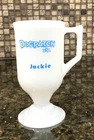Dogpatch USA Vintage Coffee Cup / Mug White Milk Glass with Name Jackie