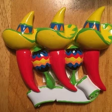 Red Hot Chili Pepper Family of 3! POLARX Personalizable Christmas Tree Ornament