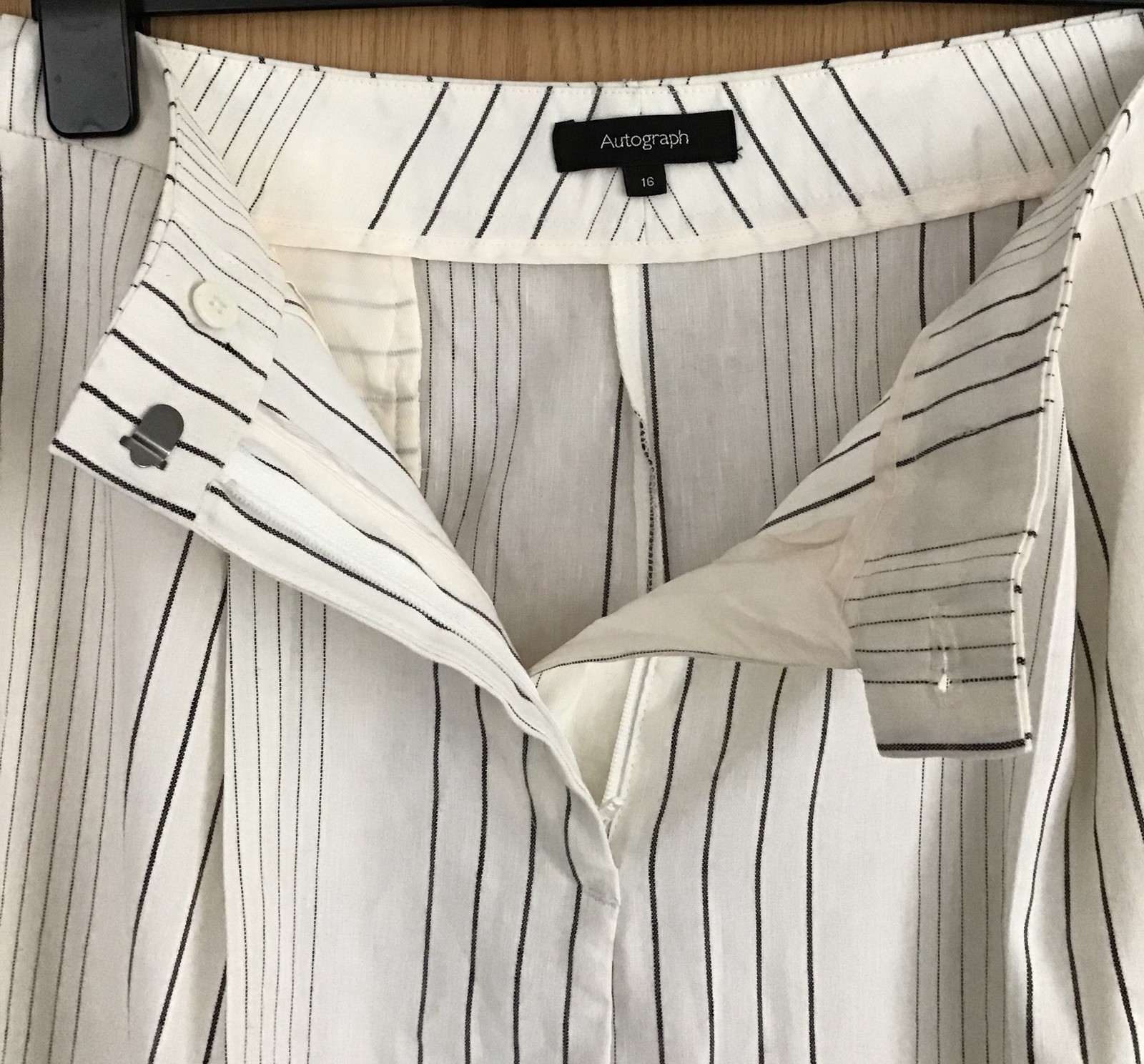 Marks And Spencers Autograph Ladies Size 16 Euro 44 Short Stripped Trousers eBay