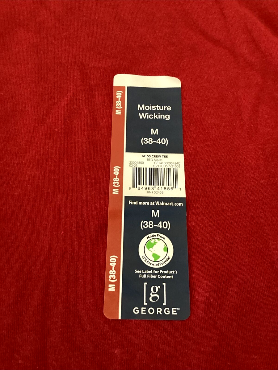 GEORGE MOISTURE WICKING Dark Red Short Sleeve Crew Neck T-Shirt Sz
