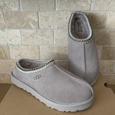 UGG TASMAN BRAID OYSTER LIGHT GREY SUEDE SHEEPSKIN SLIPPERS SHOES SIZE 9 MEN eBay
