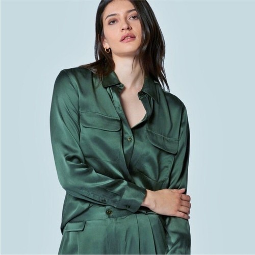Equipment Camicia Casual Firmata Verde Smeraldo Taglia Large - Foto 2 di 12