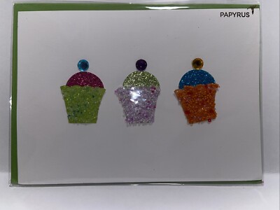 Papyrus Birthday Greeting Card - Beaded Cupcakes 