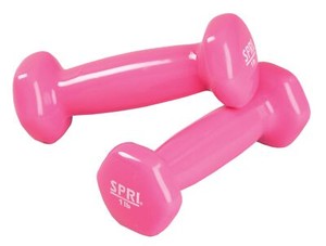 SPRI Deluxe Vinyl Coated Dumbbell Set Pink - 1 lb Set of 2 Hand Weights for M...