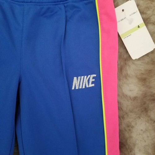 Nike Dri-Fit Girls Colorblock Training Track Pants in Blue & Pink Size 4 NEW - Picture 3 of 11