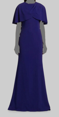 $660 Teri Jon by Rickie Freeman Women's Blue Jewel Neck Gown Dress Size 8 |  eBay UK