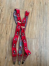 VTG Walt Disney JG Hook Mens Mickey Mouse Suspenders Red Elastic German Made