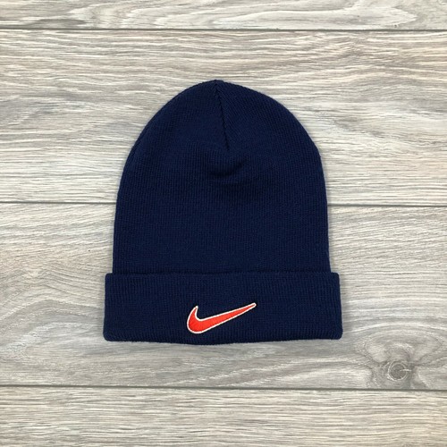 Vintage Nike Beanie Navy Winter Hat One 