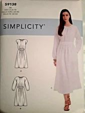 Dress Loose 6-14 SImplicity S9138 9138 Sewing Pattern Simple Pullover Cotton UC