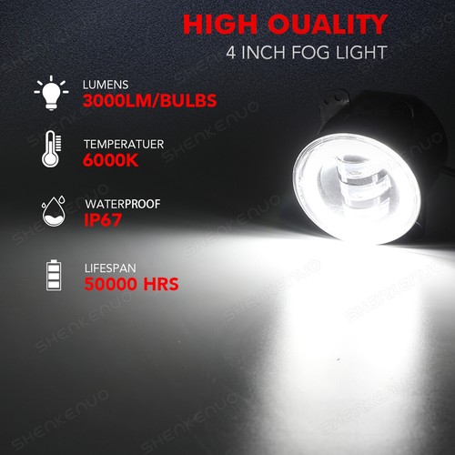 Pair 4 Inch Fog Light Driving Lamp LED bulbs Right Left Side Car Accessories - Picture 5 of 16