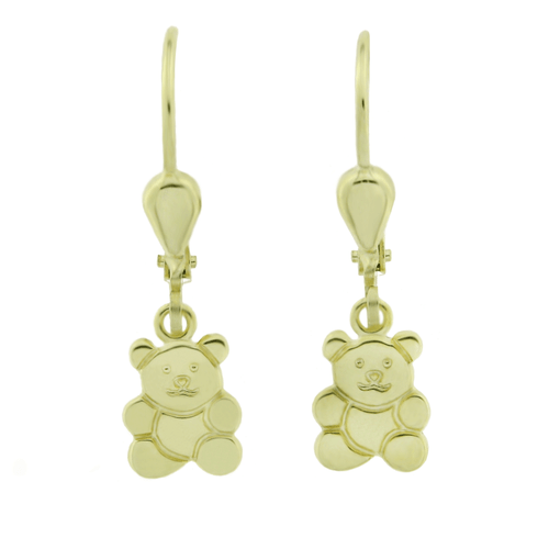 Ohrringe Bärchen Ohrhänger süße Kinderohrringe Motiv Bär 333 Gold Gelbgold - Picture 1 of 4
