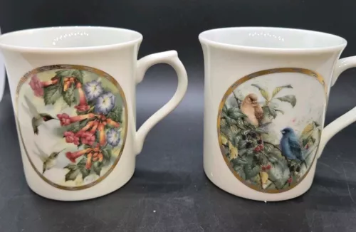 VTG Lenox Catherine McClung Nature's Collage Mug Collection Set of 2 Limited Ed