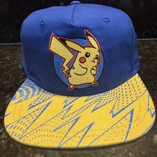Pokemon Hat Cap Pikachu Nintendo 2016 Snapback Adjustable Gamefreak Blue Youth