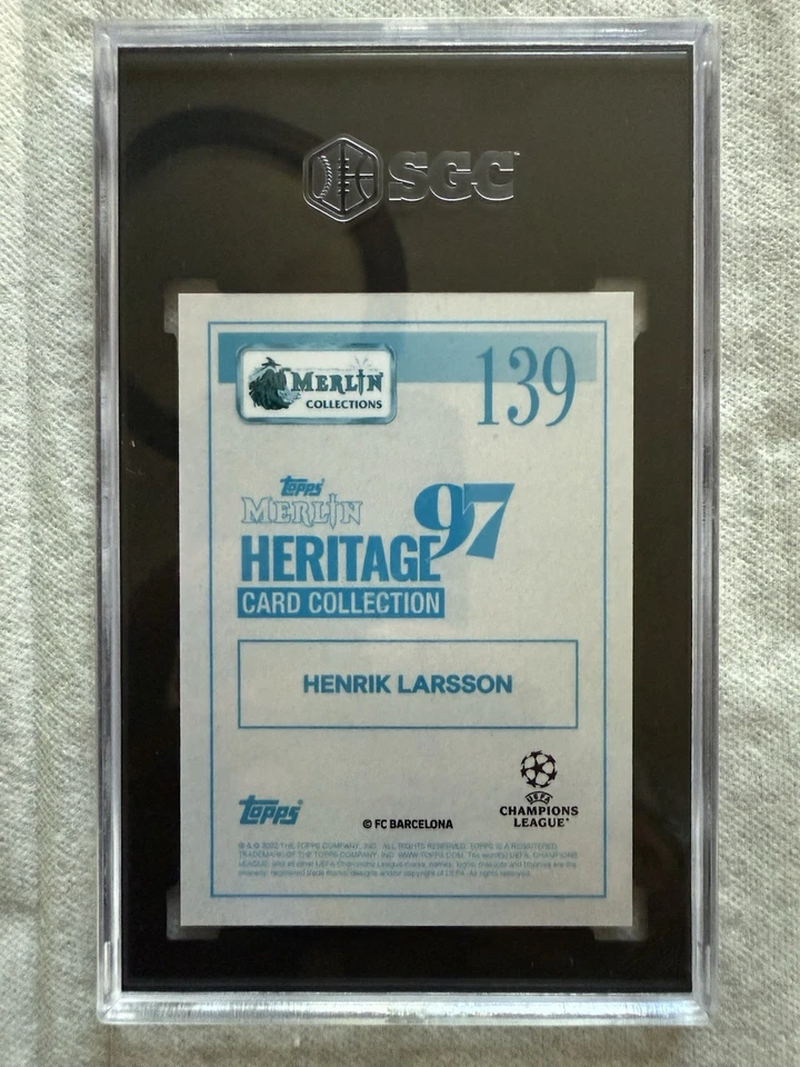2021-22 Topps Merlin Heritage 97 Orange Parallel Henrik Larsson #1/5 SGC 9 - Image 2 of 3