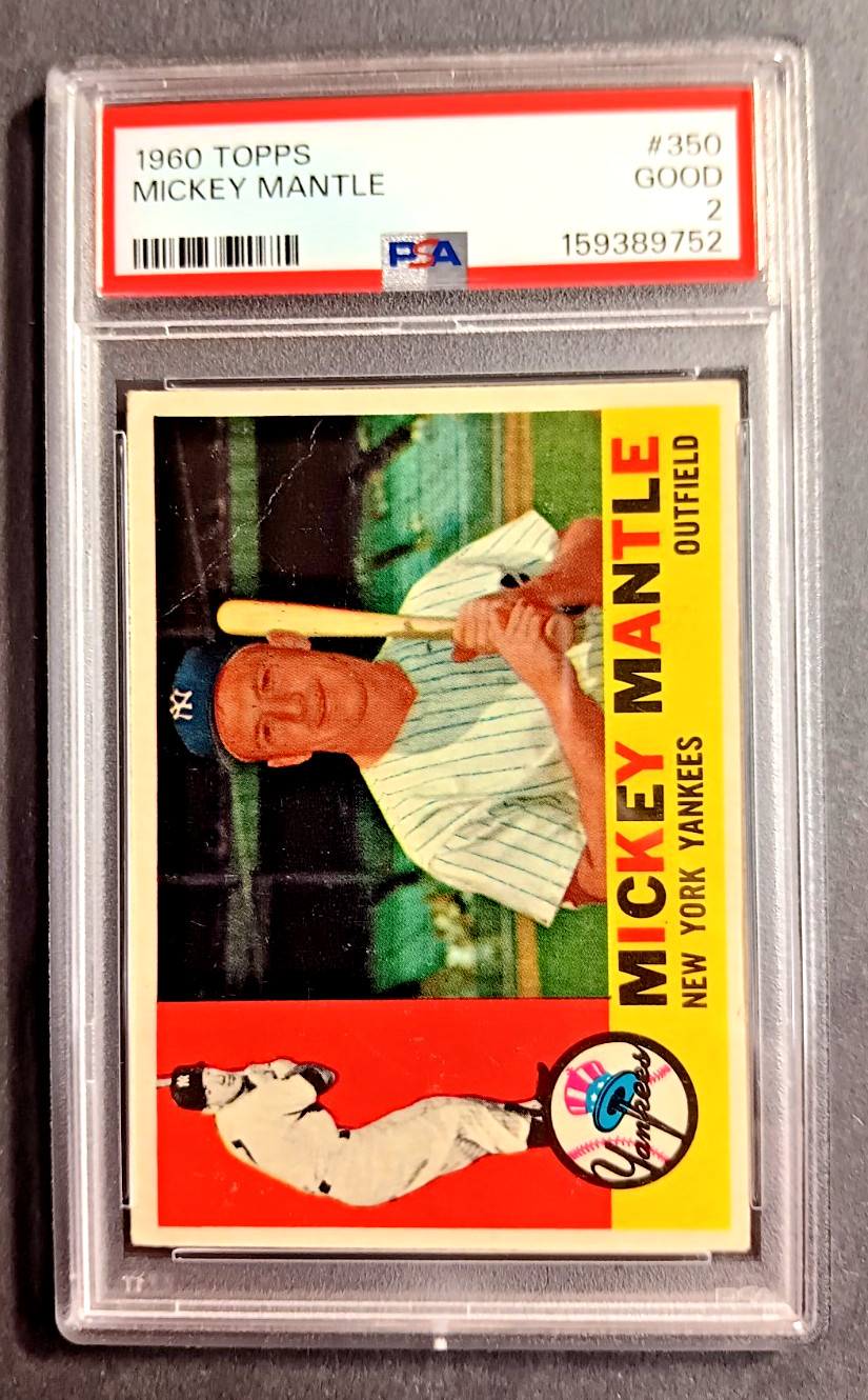 1960 Topps #350 Mickey Mantle PSA 2 Yankees view 1