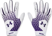 Large White Purple Heatgear Sport Activity Gloves With Breathable Palm