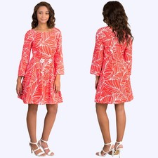 Clearance Sale! SISTE"S Italy Cotton Summer Embellished Chamomiles Red Dress NWT