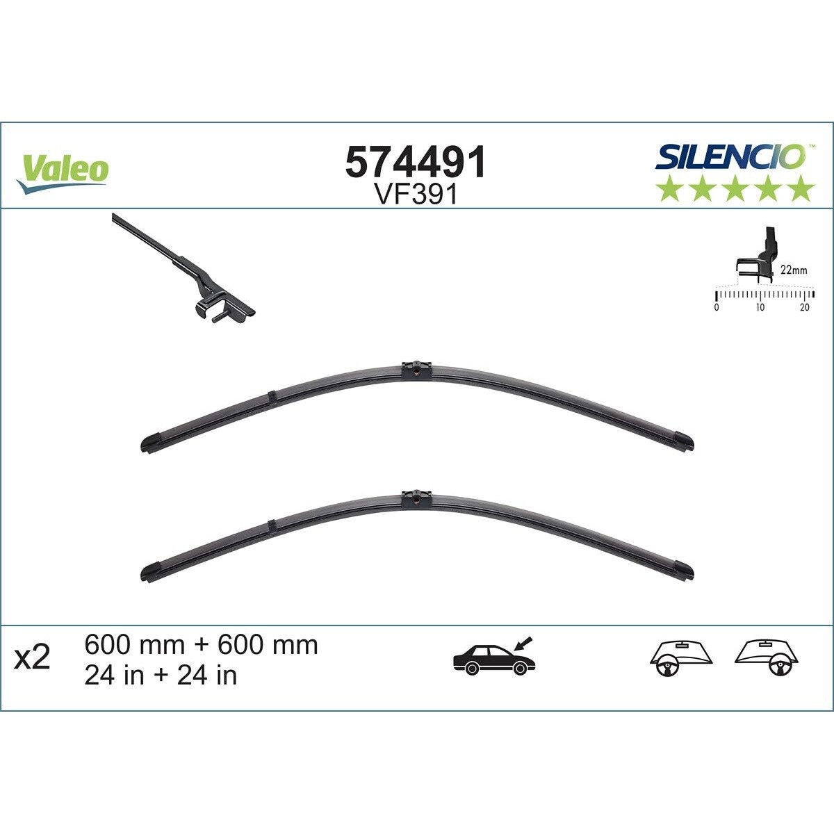 Valeo Spazzola Tergicristallo Silencio Xtrm Vf391, 600Mm, Anteriore, 2 Pezzo - Immagine 4