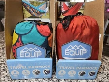 2 Pack Equip One Person Travel Hammock Relax in Quality Comfort Style Red