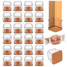 24 Pcs Chair Leg Floor Protectors Square, Silicone Square Clear