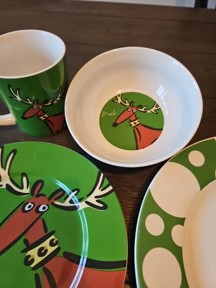 Juego de vajilla de Navidad Gibson Max & Lucy de gres Jingle Reindeer de 16 piezas NUEVO Foto 3 de 4