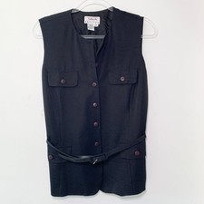 Talbots Vintage Black Sleeveless Belted Suit ...