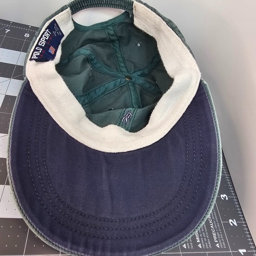 Polo Ralph Lauren Polo Sport Green Blue Pony Logo Adjustable Strapback Cap Hat - Picture 11 of 11