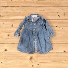 Tommy Hilfiger Vintage Girls' Denim Jumper Dress Toddler Size 3T Embroidered