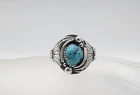 Vintage Native Navajo Sarah Curley Sterling Silver & Turquoise Ring Size 12