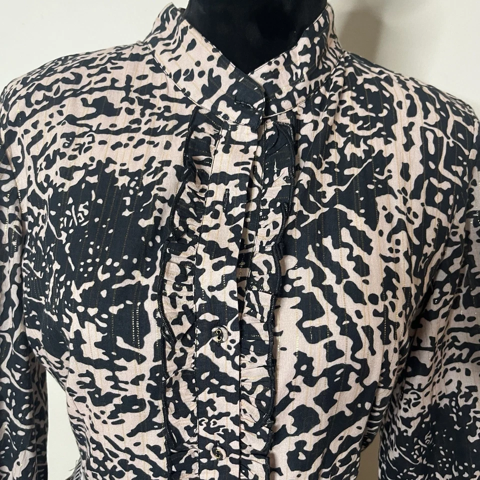 CK Bradley Women’s Black/Tan/Gold Long Sleeve Tiered Cotton Maxi Dress L NWOT - Image 3 of 4