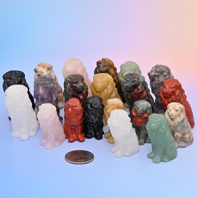 1.5'' 2'' Cute Small Lion Crystal Carving Figurine