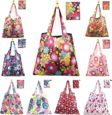 9 Pack Reusable Grocery Bags, Foldable Shopping Bags, Heavy Duty Nylon Bags, Wat