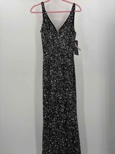 Pre-Owned Mac Duggal Black Size 8 Sequin Sleeveless Long Evening Gown