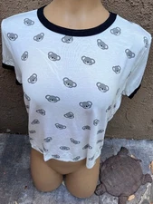 GAZE Koala Bear Face Print White Stretch Tshirt - Women's Sz L