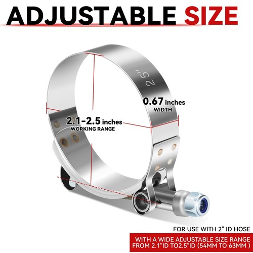 8x 2" Pipe Hose Turbo Intake Intercooler Stainless Steel T-Bolt Clamps 54-63mm - Bild 6 von 7