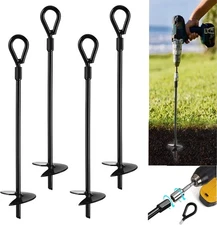 20� Ground Anchors Heavy Duty Hook for Tent Canopy Car Port Easy Use with Drill