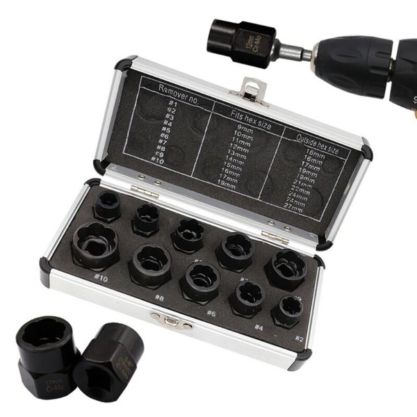10 StüCk 9-19Mm BeschäDigte Mutter Schrauben Ausdreher Set Entferner-image