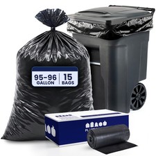 Plasticplace 95-96 Gallon Trash Bags, 1.2 Mil, 15 Count