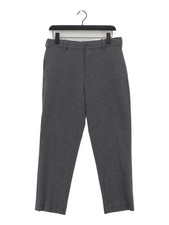 Uniqlo Women's Suit Trousers M Grey Cotton with Polyester Straight Dress Pants