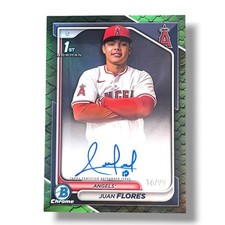 Juan Flores 1st Bowman Auto Green Reptilian Refractor 16/99 2024 Bowman Chrome