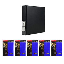 BCW Combo: 50x Side Loading 18-Pocket Pro Pages Blue  2" Black Album USA